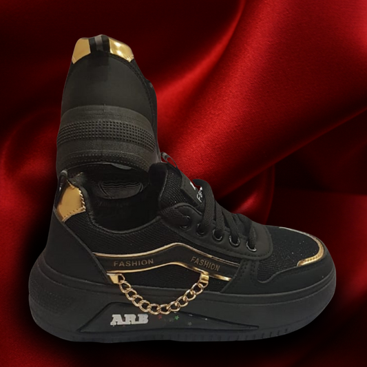 Black & Gold Chunky Sneakers